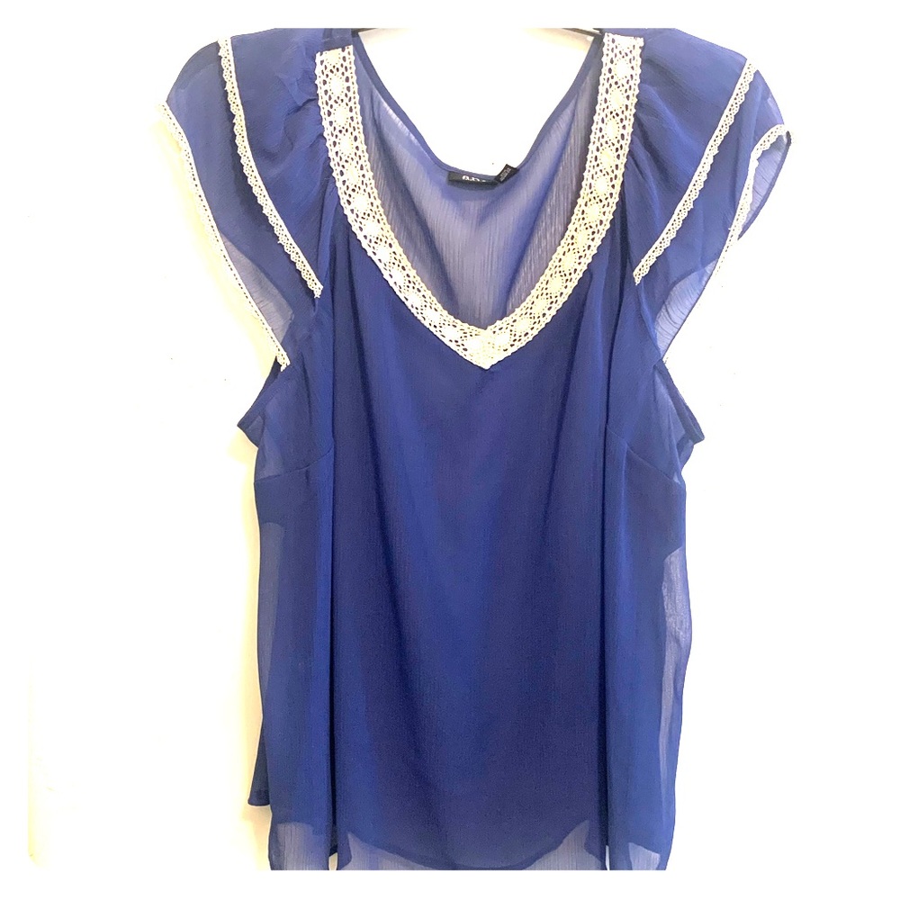 A.N.A. Plus Size Sheer top w/crochet detail